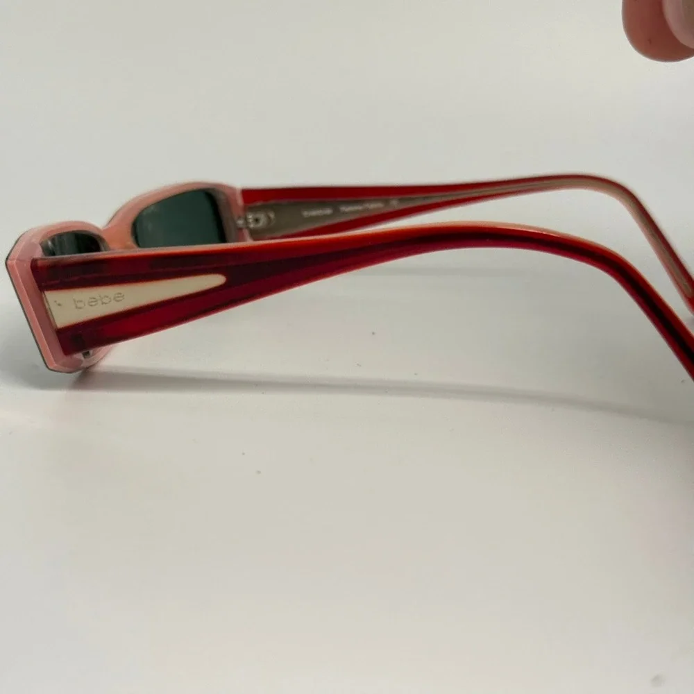 bebe Femme Fatale Sunglasses Honey Rose Rectangular Burgundy Pink 53-16-140